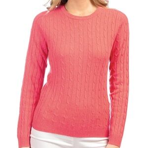 Vineyard Vines Cashmere Cable Knit Crewneck Sweater Coral Pink Women’s Large